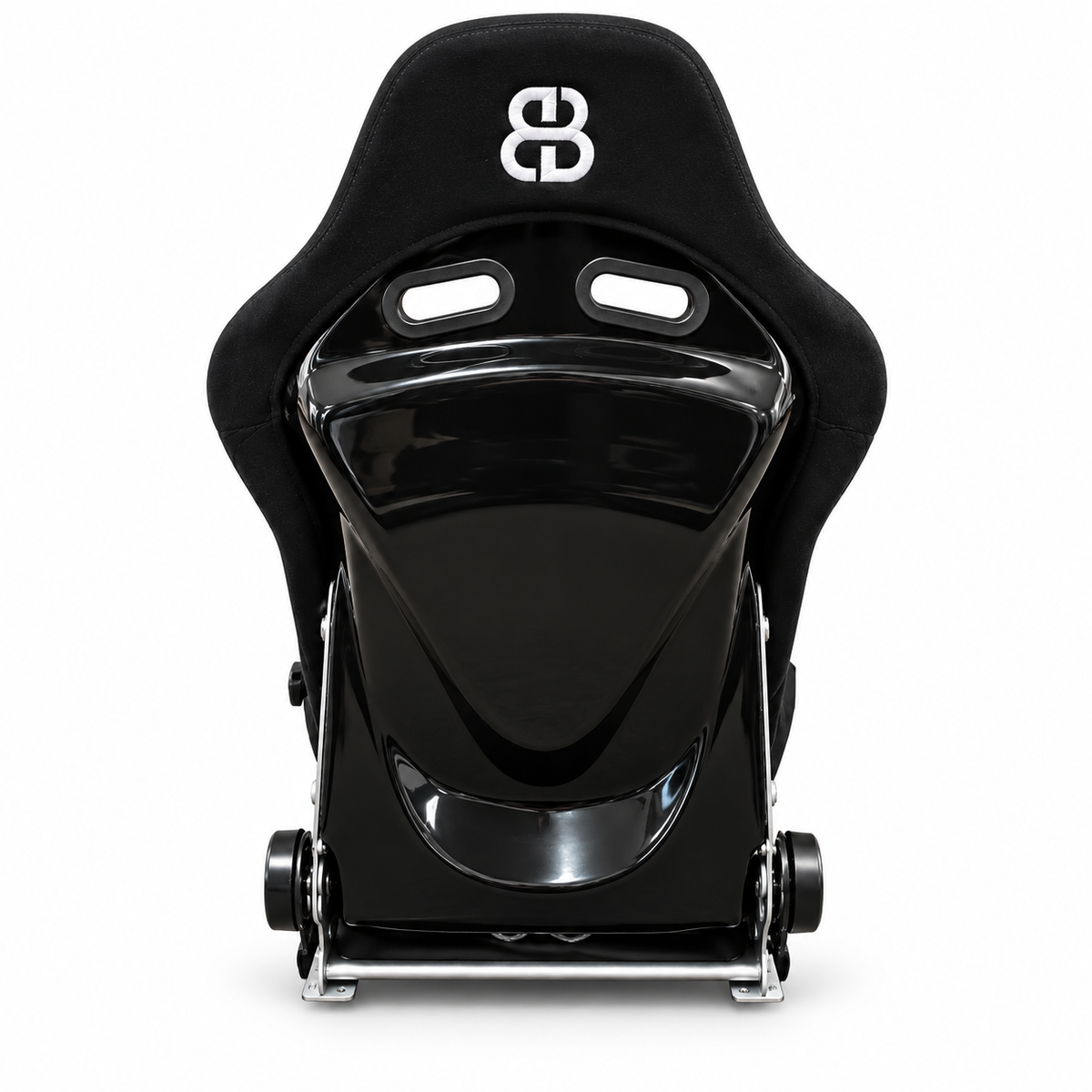 Pair JDM Style BB7 Fibreglass Fabric Reclining Bucket Sports Seats + Runners