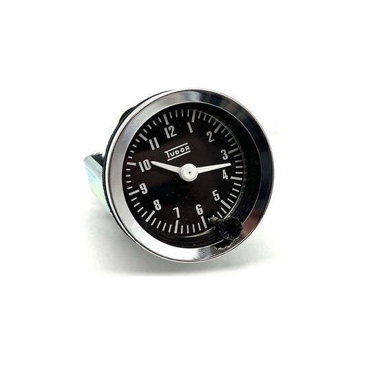 Tudor 12v Classic Car Time Clock Gauge Black Face Chrome Bezel 52mm