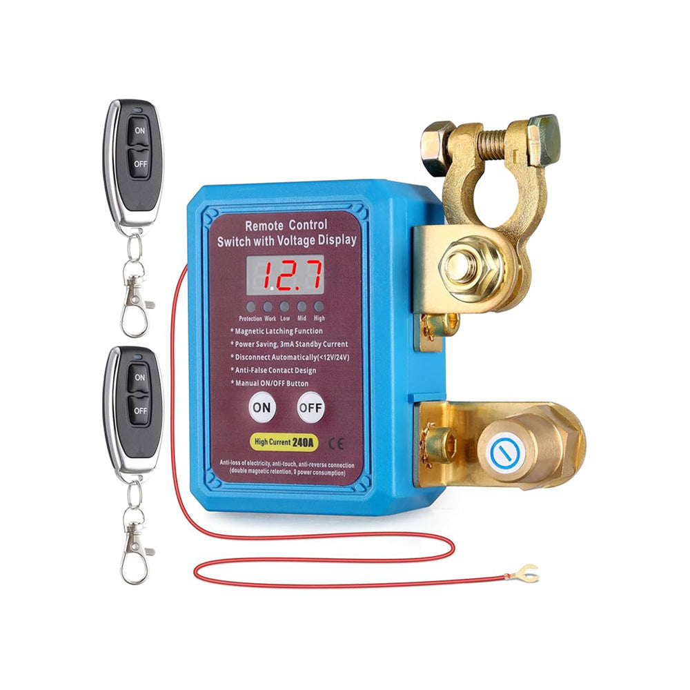 Remote Controlled Battery Isolator Cut Off Switch 12v 24v with Volt Display