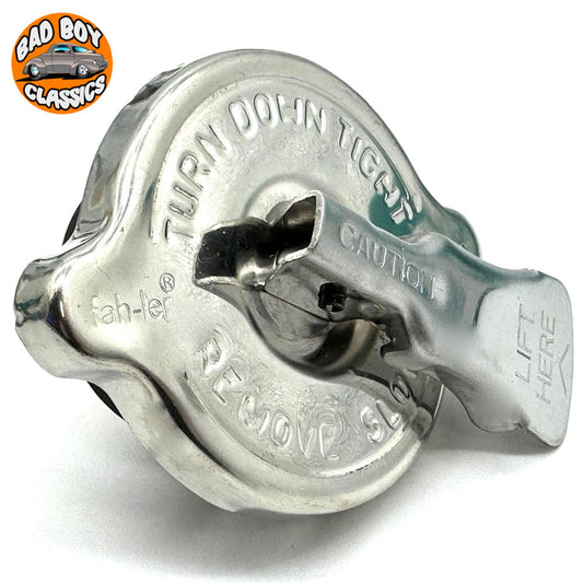 Polished Stainless Steel Radiator Cap with Safety Release Lever