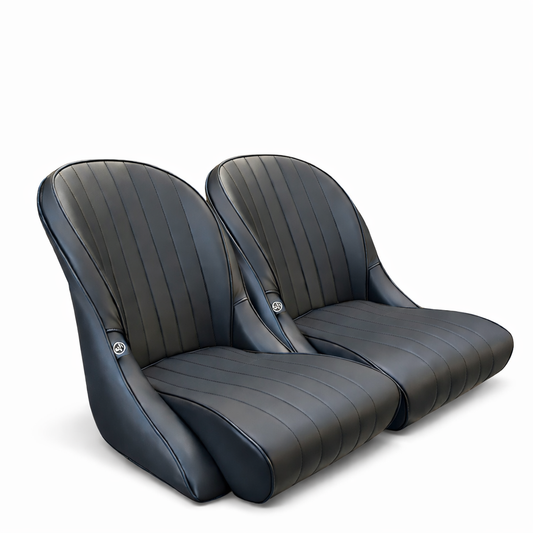 Pair BB Vintage Low Round Back Bucket Seats + Runners