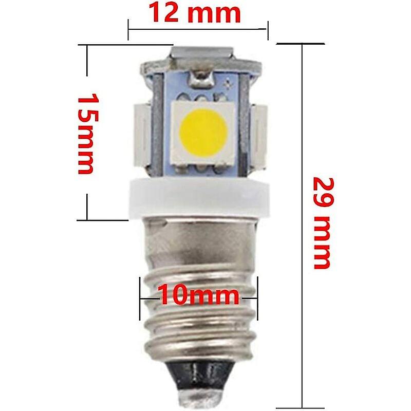 E10 Screw In 5 SMD LED Interior Dash Gauge Bulbs Cool White (Pack of 10)
