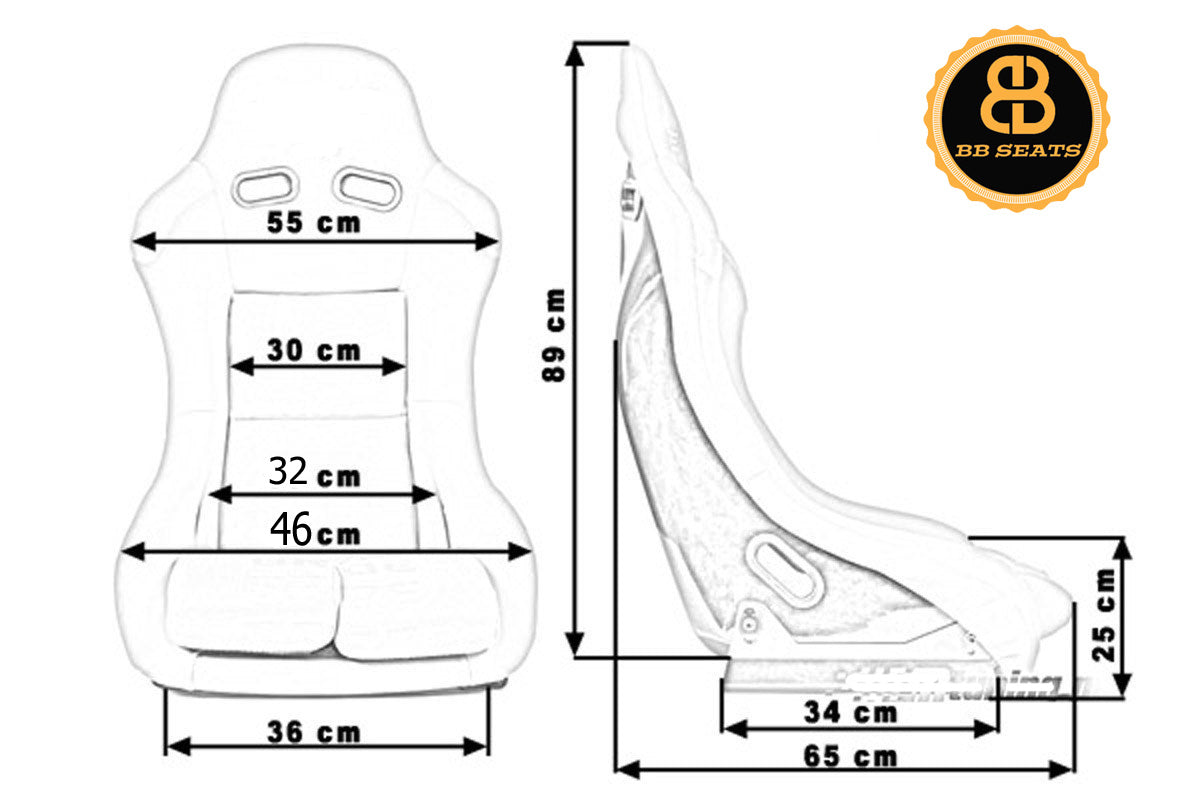 BB5 Slim Lightweight Fibreglass Fixed Bucket Seat + Sidemounts & Runners