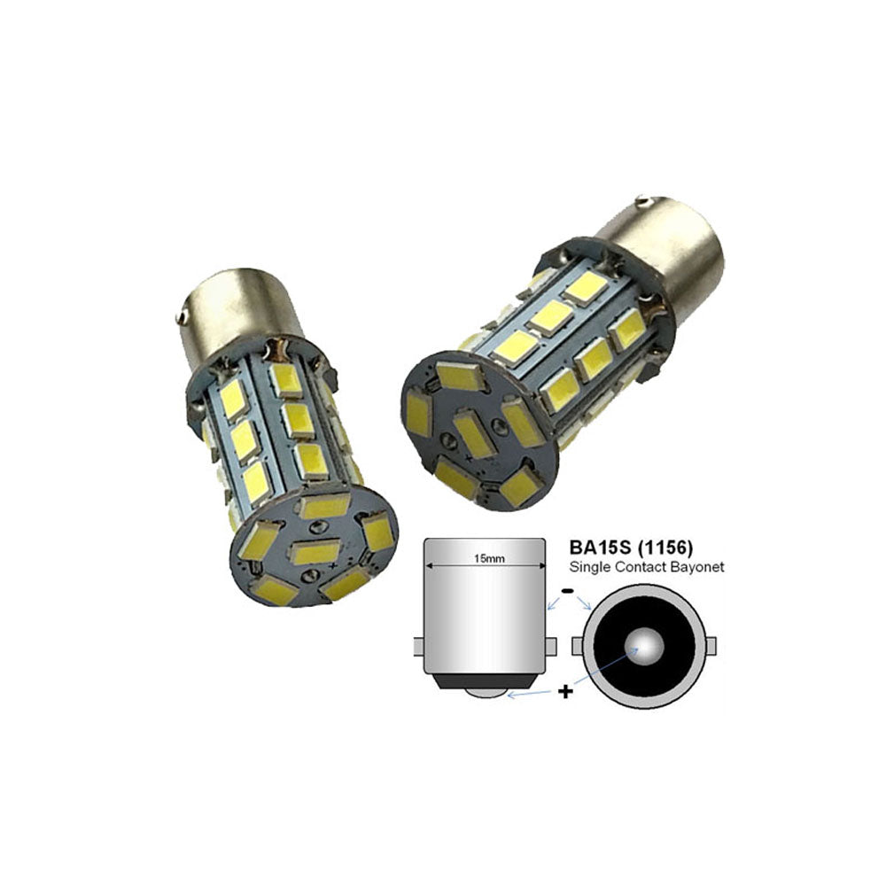 Pair LED Bulbs Single Contact Straight Pins Tail Light / Indicator BA15S