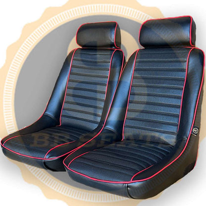 Pair BB1 Clubsport Classic Bucket Seats with Headrests + Universal Runners