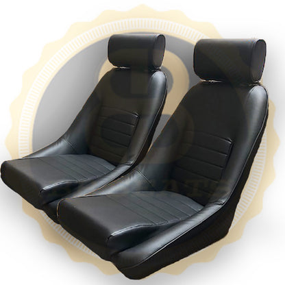 Pair BB1 RS Classic Sports Bucket Seats with Headrests & Runners